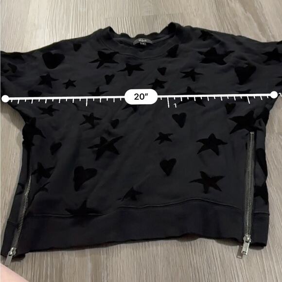 Rails Black Marlo Flocked Hearts and Stars Side Zipper Sweater Size S - Picture 8 of 9